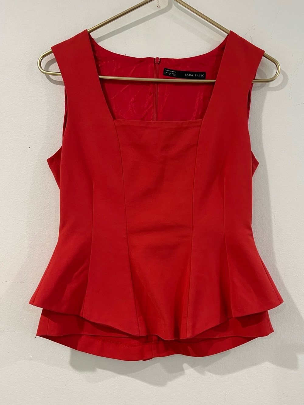 Zara Red Peplum Sleeveless Top S